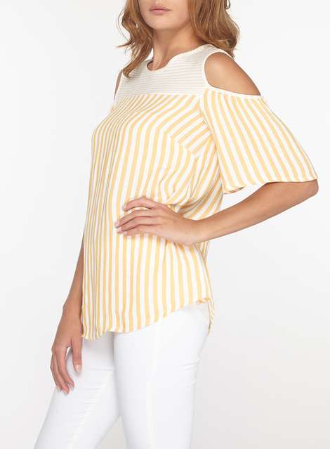 **Tall Striped Cold Shoulder Top
